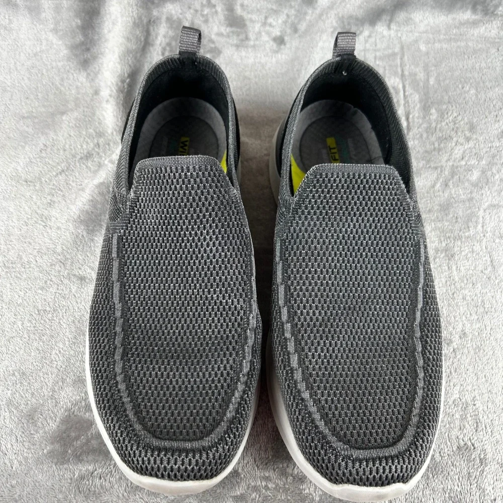Skechers Relaxed Fit Mens 9.5 Wide Charcoal Gray Mesh Slip On Sneakers 210275W